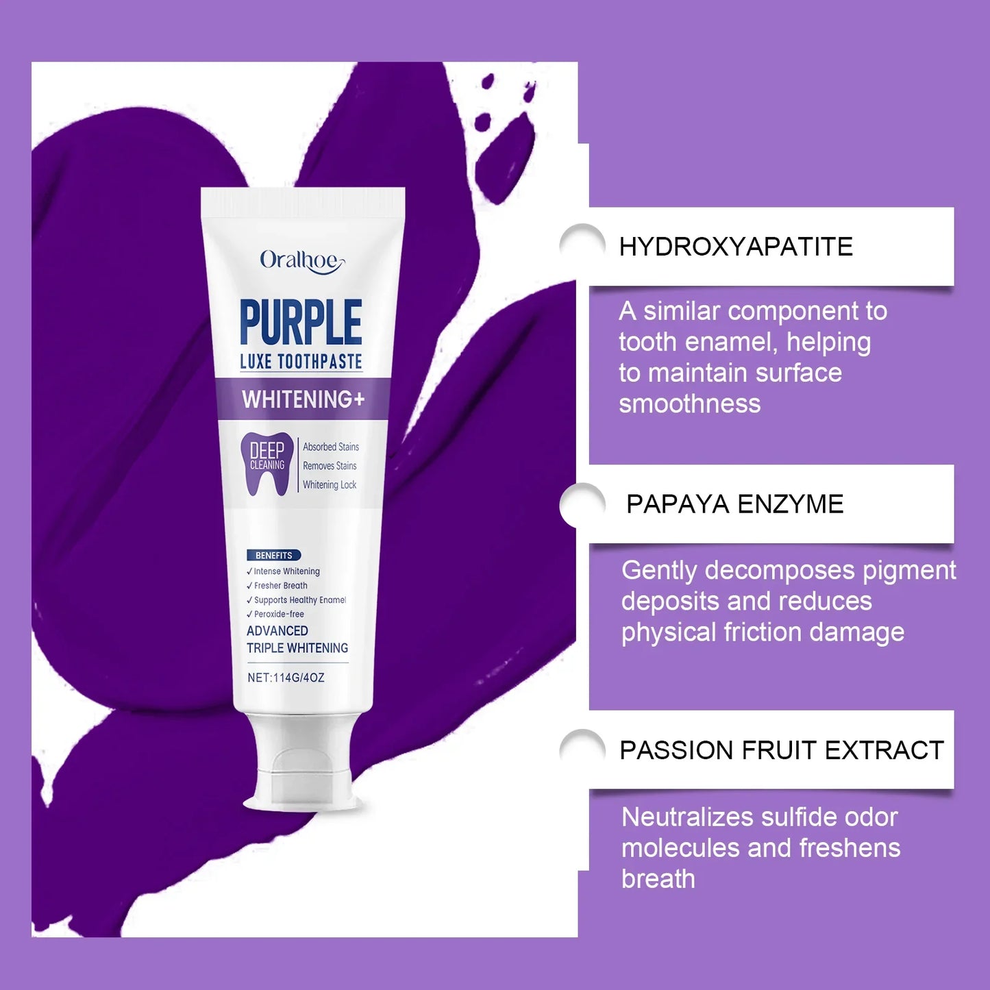 Hydroxyapatite Purple Toothpaste – Mint Color Correcting 114g