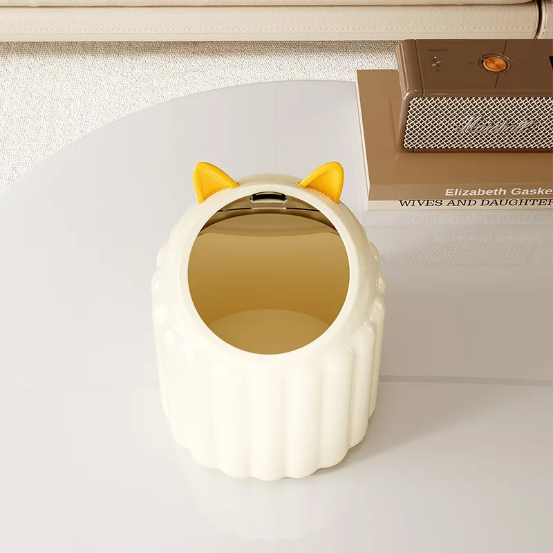 Adorable Mini Desktop Trash Can Small Cute Covered Waste Bin for Office Student Desk Paper Basket - Eco-Friendly & Space-Saving Peaceful Pleasures Health and Wellness