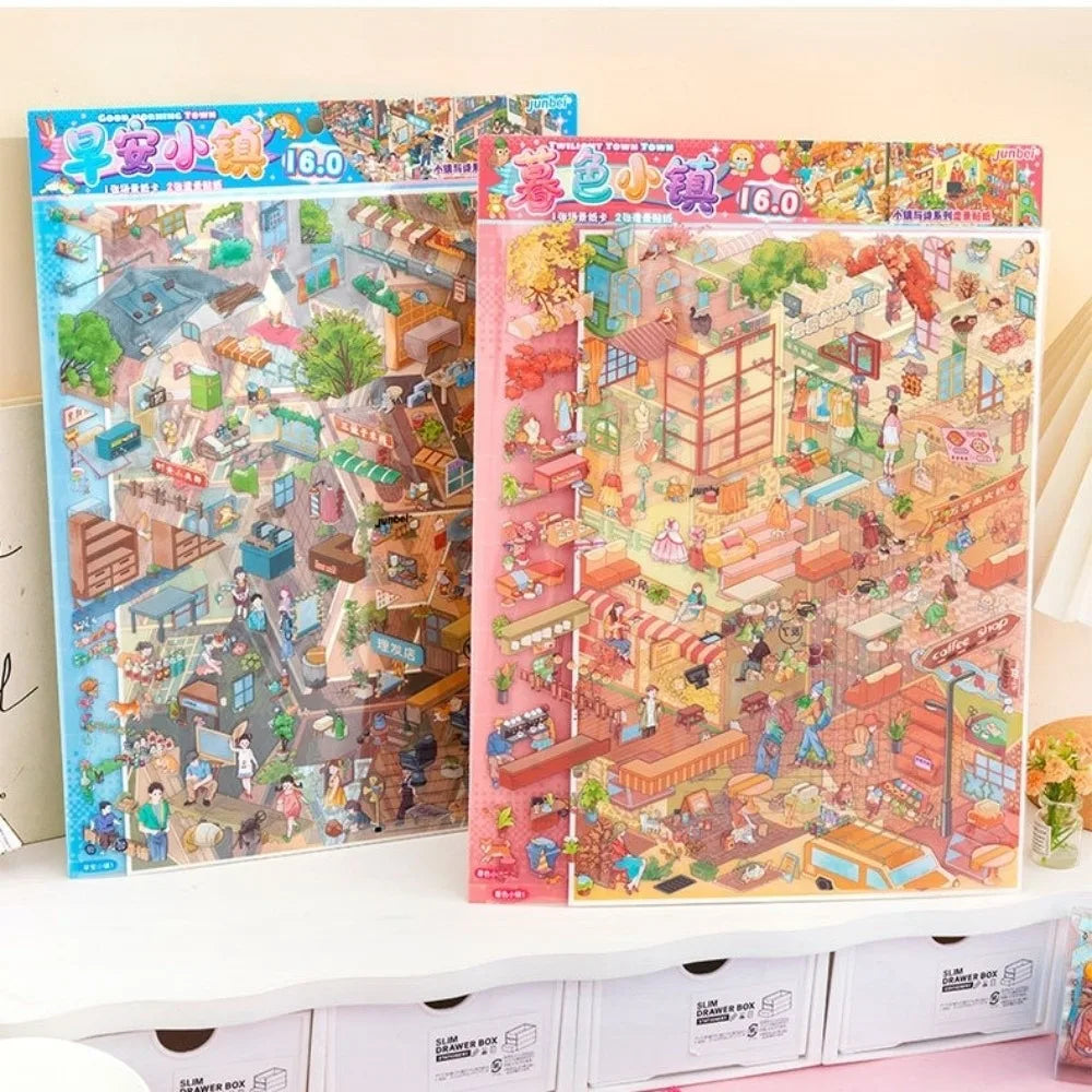 Kawaii 3D Miniature DIY Stickers – Cabin Town Scrapbook Decor
