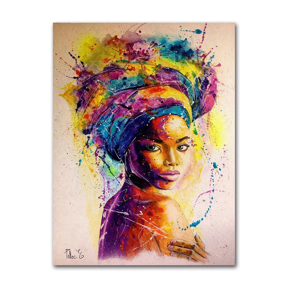 Posters And Prints Abstract African Girl Canvas Paintings On The Wall Art Pictures Decor Black Woman Graffiti Peaceful Pleasures Health and Wellness 3192-01 40x60cm Unframed