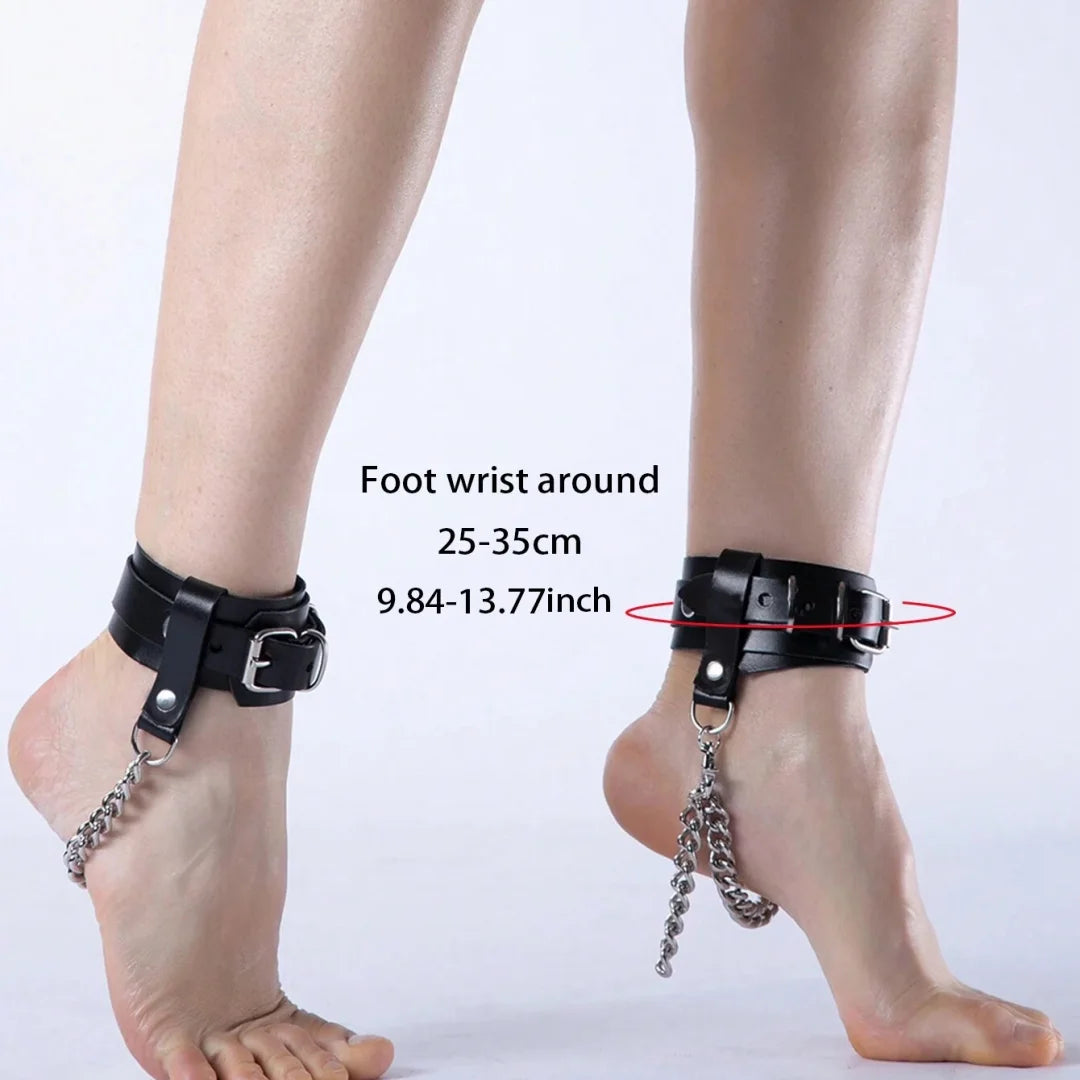 UYEE Ankle Belt Black Safety Sexy Women Harness Faux Leather