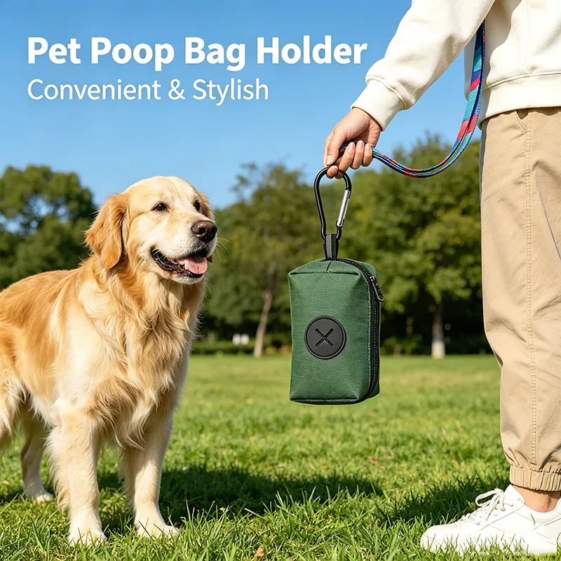 Canvas Dog Poop Bag Dispenser with Carabiner Clip Pet Waste Dispenser Peaceful Pleasures Health and Wellness
