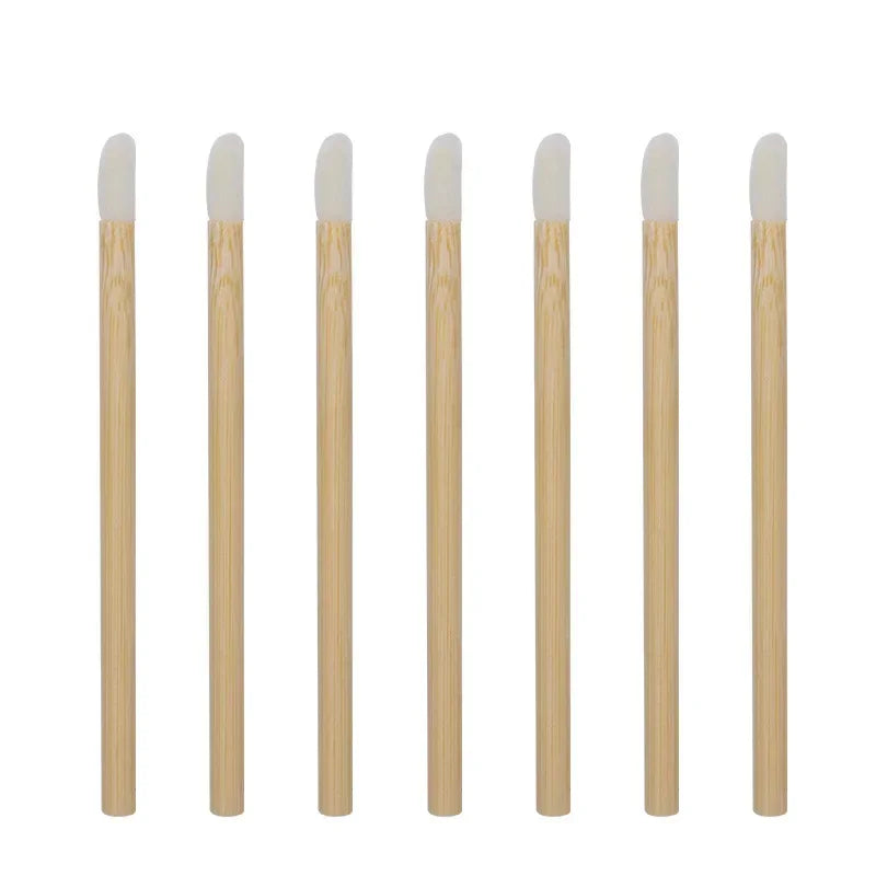 100-Pack Disposable Wooden Lip Brushes | Nylon Makeup Applicators