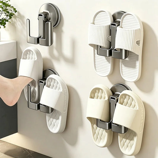 No-Drill Suction Cup Aluminum Bathroom Slipper Rack & Hook Bathroom Wall Rack Peaceful Pleasures Health and Wellness