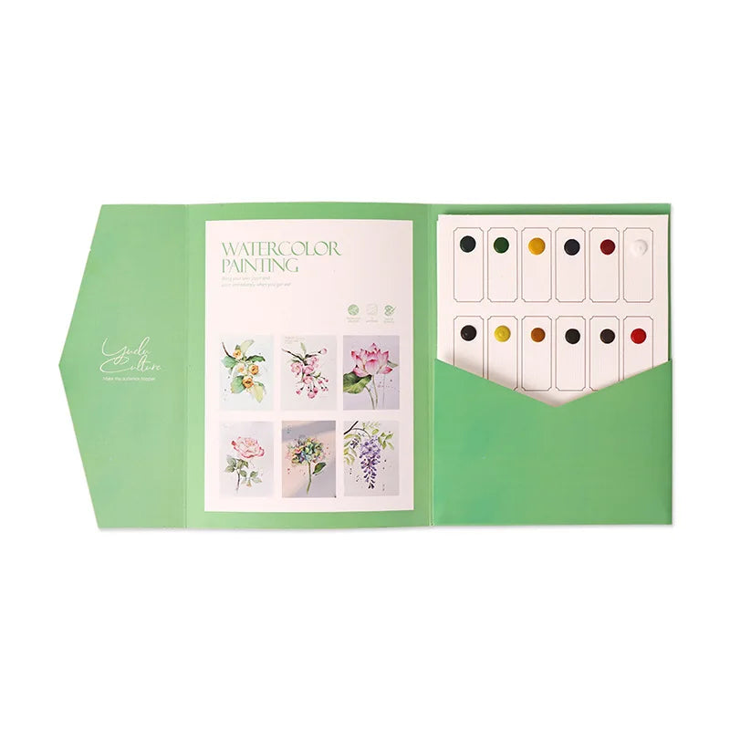 Bview Art Parent-child Watercolor 12-Color Solid Paint Book Doodle