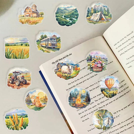 50-Pack Rural Scenery PET Stickers – Scrapbooking & Journaling Decorative Sticker Set Oasis Select