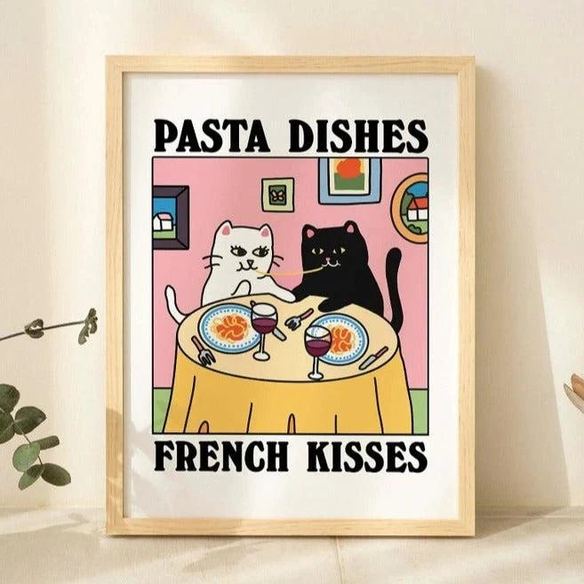 Cartoon Cat Canvas Wall Art Print | Kids & Living Room Decor
