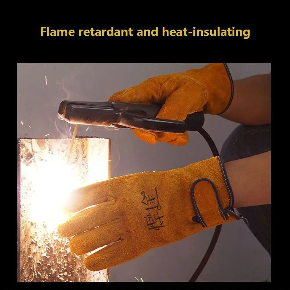 1Pair Breathable Welding Gloves Cowhide Heat-insulating Labor Protection Gloves Wear Resistant Thickened Welder Gloves Adult Peaceful Pleasures Health and Wellness