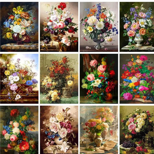 Classical Flowers Paint by Numbers Kit for Adults – 60×75cm Paint by Numbers Kit Peaceful Pleasures Health and Wellness