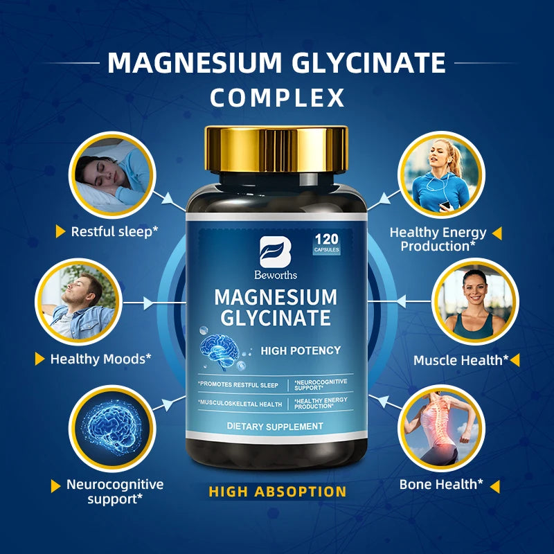 BEWORTHS Magnesium with Ashwagandha & GABA – Sleep, Mood & Bone Support Dietary Supplement Peaceful Pleasures Health and Wellness