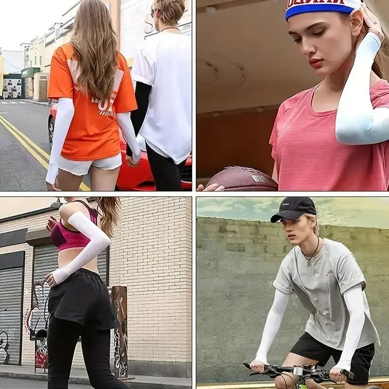 1 Pair Cooling Arm Covers for Men and Women Summer Sun Protection Sunshade Ice Silk Sleeves for Cycling Outdoor Sports Golf Runn Peaceful Pleasures Health and Wellness