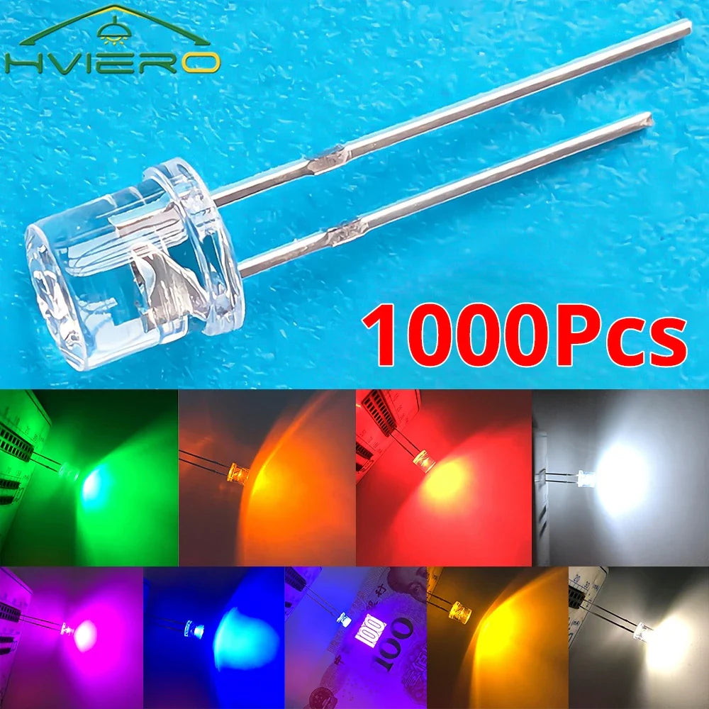 1000Pcs 5mm Flat Top LED Diodes | Ultra Bright Multi-Color Bulbs
