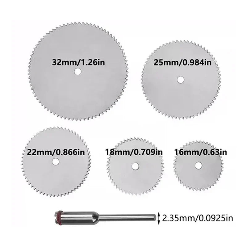 6-Pc Stainless Steel Cutting Disc Kit 16–32mm | Rotary Tool