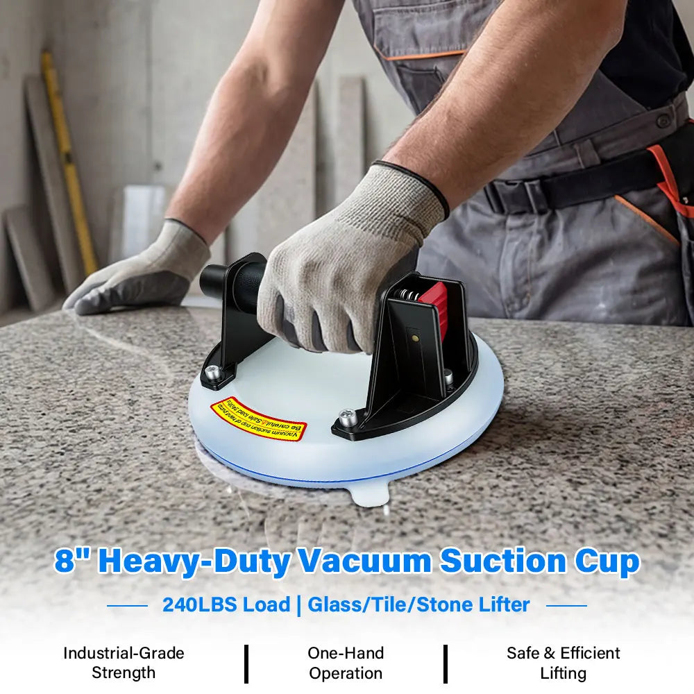 8 Inch 21cm Silicone Vacuum Suction Cup 240lb Loading Capacity Hand Lifter for Glass Ceramic Tile Granite Floor Lifting Tool Peaceful Pleasures Health and Wellness
