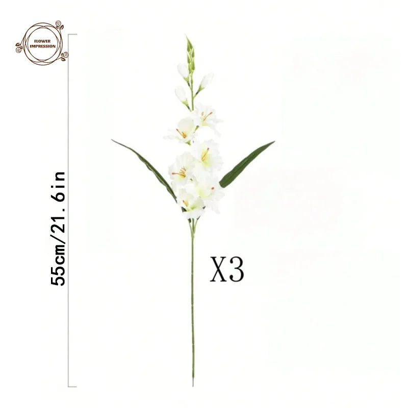 3pcs Artificial Silk Dendrobium Orchid Stems | Home Decor