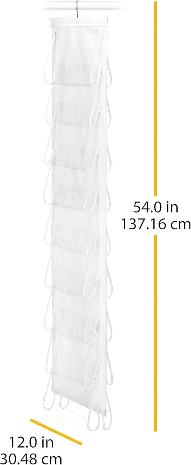 Clear Hanging Shoe Organizer – 9-Pair, 360° Swivel Hook, 12x54" Peaceful Pleasures Health and Wellness