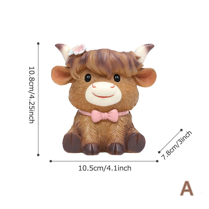 Highland Cow Resin Succulent Planter | Mini Cute Flower Pot