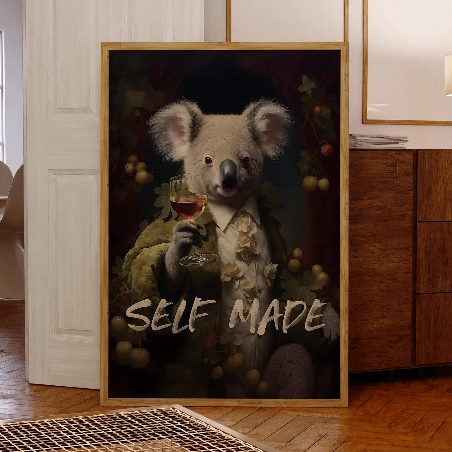 Koala Cheers Canvas Wall Art | Aluminum Frame Poster Print