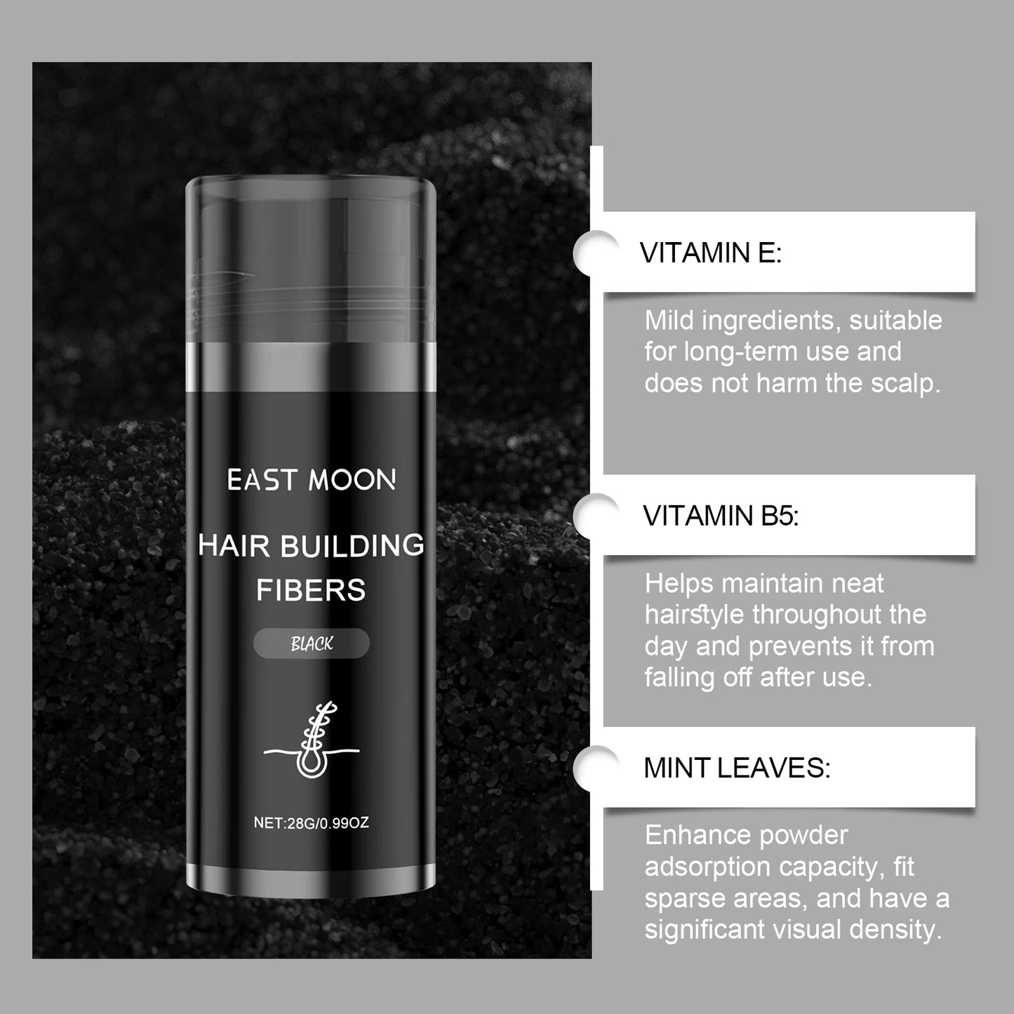 Vitamin E Hair Building Fibers Powder | Thinning Hair Cover