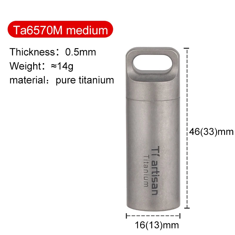 Tiartisan Titanium Mini EDC Tools Portable Sealed Medicine Bottle Home Outdoor Pill Box Waterproof Titanium Pill container Peaceful Pleasures Health and Wellness M