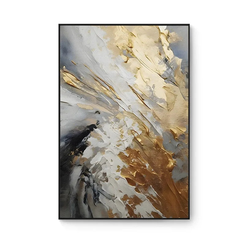 100% Hand Painted，Gold, Grey, Beige, Black ,Textured Painting, Acrylic Abstract Oil Painting, Wall Decor Living Room, Office Wal Peaceful Pleasures Health and Wellness