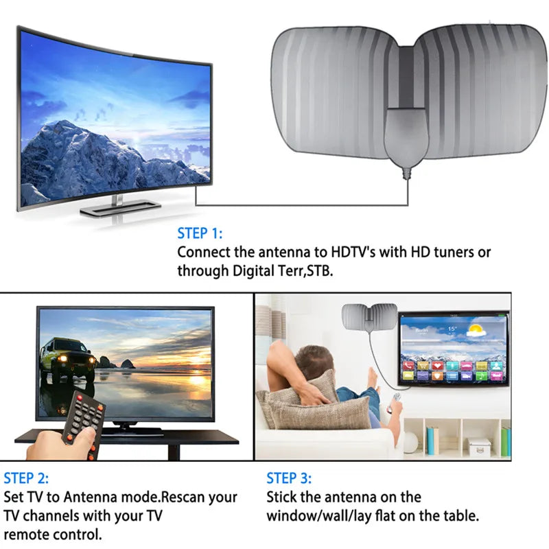 Universal Digital TV Antenna HDTV DVB-T2 Indoor Outdoor 36dBi