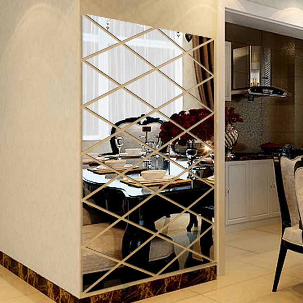 3D Mirror Diamond Wall Sticker – Large DIY Home Decor