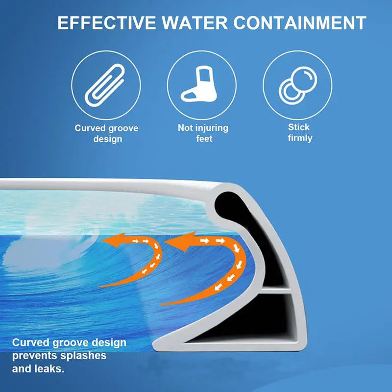 100cm Waterproof Silicone Self-Adhesive Bathroom Edge Protector Strips Anti-Slip Shower Guards for Toilet Bathtub Countertop Peaceful Pleasures Health and Wellness