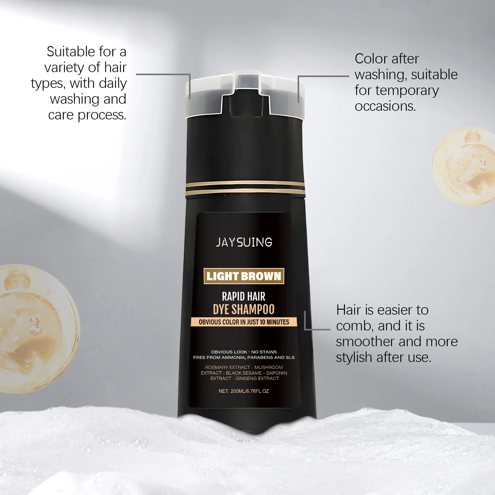 Men Hair Dye Shampoo 3 in 1 for Gray White Hair Coverage Natural Herbal Ingredient Brown Hair Coloring Black Beard Color Shampoo Peaceful Pleasures Health and Wellness
