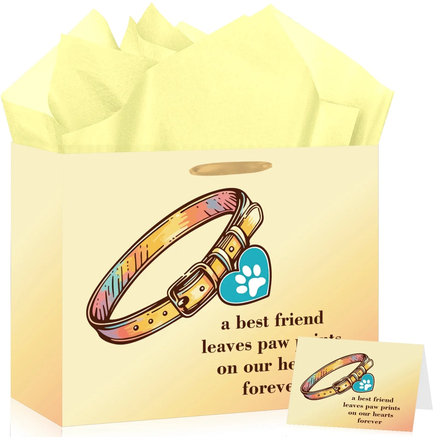 Dog Memorial Gift Bag Set with Card & Tissue Paper