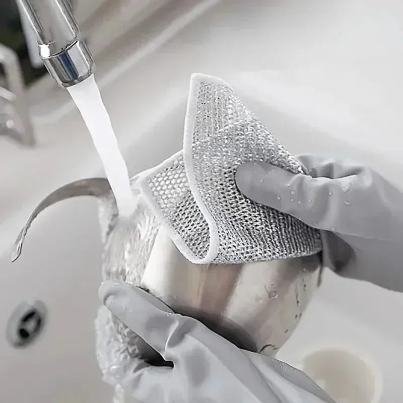 Magic Cleaning Cloth Metal Steel Wire Dish Pot Washdishing Cloths Kitchen Rags Clean Tools Thickened Double -sided Cloth Gadgets Peaceful Pleasures Health and Wellness