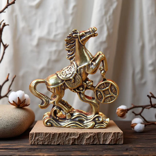 2026 Year of Horse Brass Feng Shui Horse Figurines Miniature Bless Your Career with Success Home Office Desktop Decoration Gift Peaceful Pleasures Health and Wellness