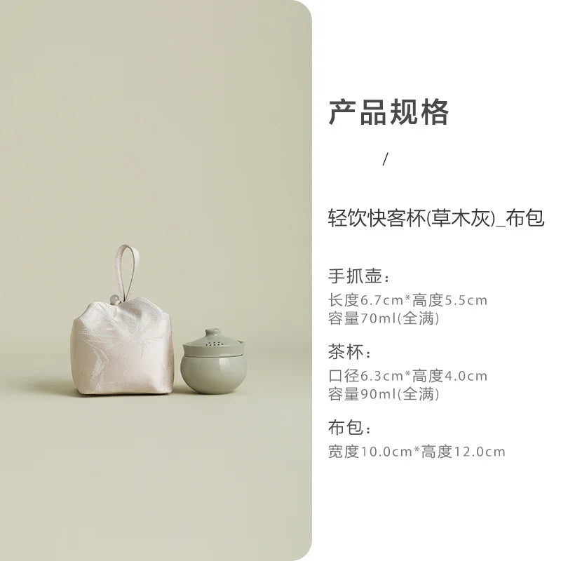 Portable Ceramic Kung Fu Travel Tea Set – 1L Teapot & Cup
