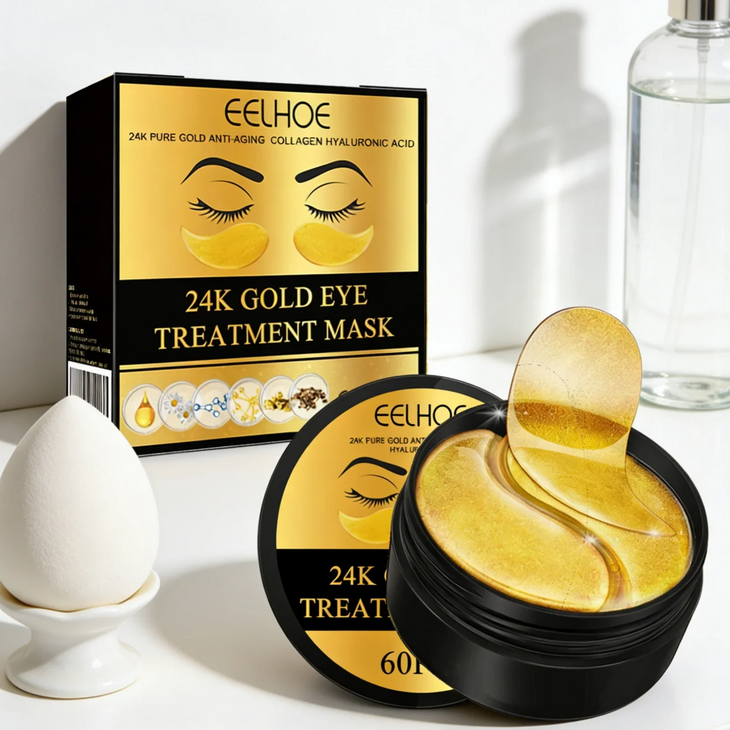 EELHOE 24K Gold Under-Eye Patches – Collagen & Hyaluronic Acid