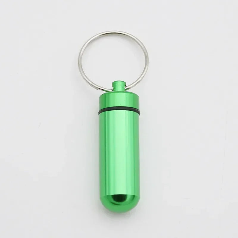 6pcs New High Quality Portable Mini Waterproof Aluminum Bottle Case Holder Keychain Tablet Storage Box Blue Peaceful Pleasures Health and Wellness green