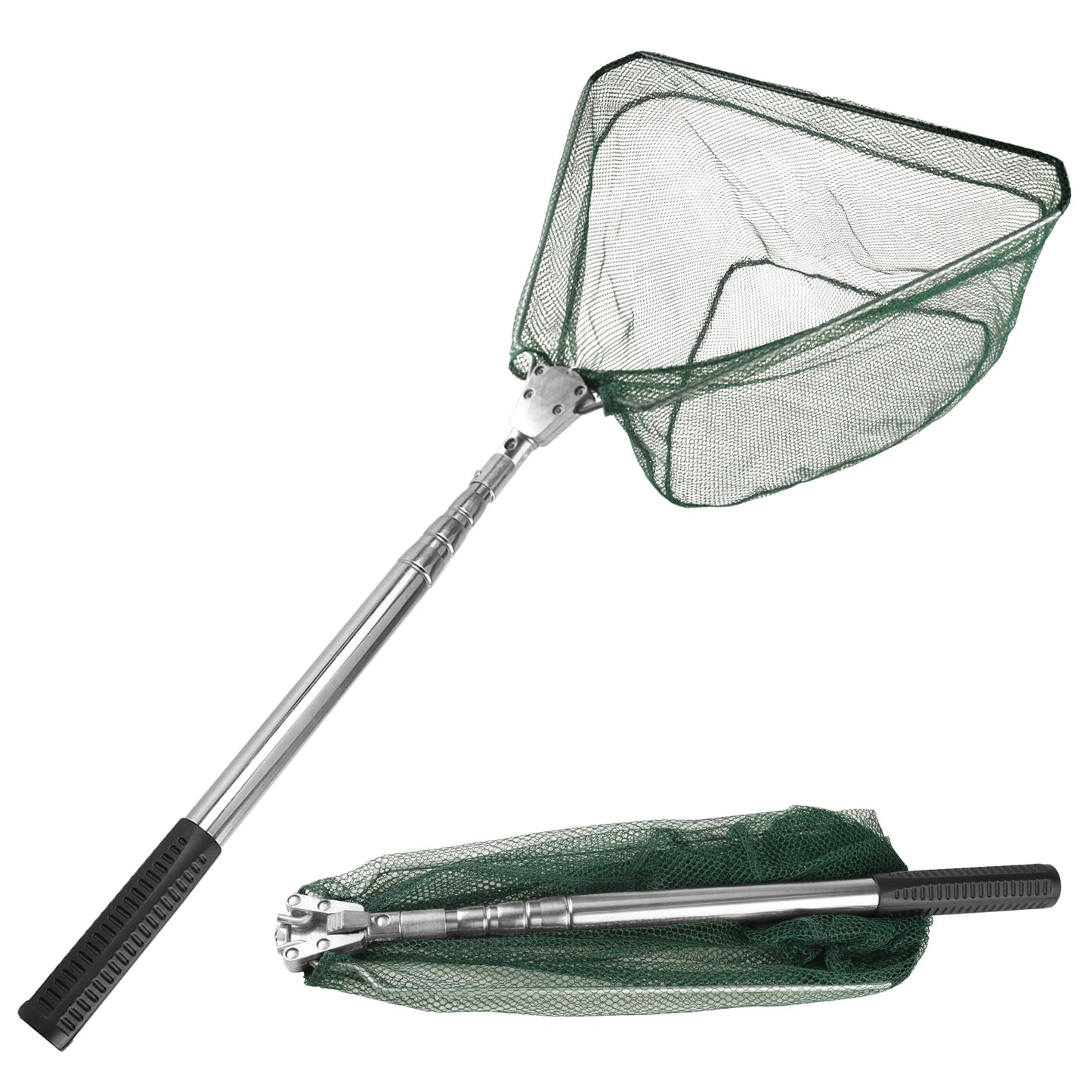Fishing Net with Handle 43-155CM Extension Rod Adjustable Stainless Steel Handle Foldable Landing Net for Steelhead Salmon Bass Peaceful Pleasures Health and Wellness Triangle