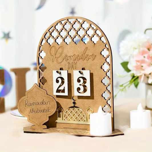 Eid Mubarak Wooden Ramadan Countdown Calendar – DIY Gift 2026 Advent Countdown Calendar Peaceful Pleasures Health and Wellness
