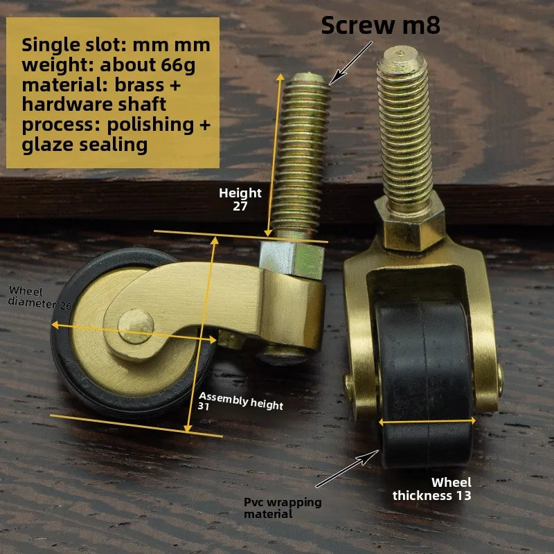 Brass Furniture Caster | Universal Piano & Sofa Wheel Roller