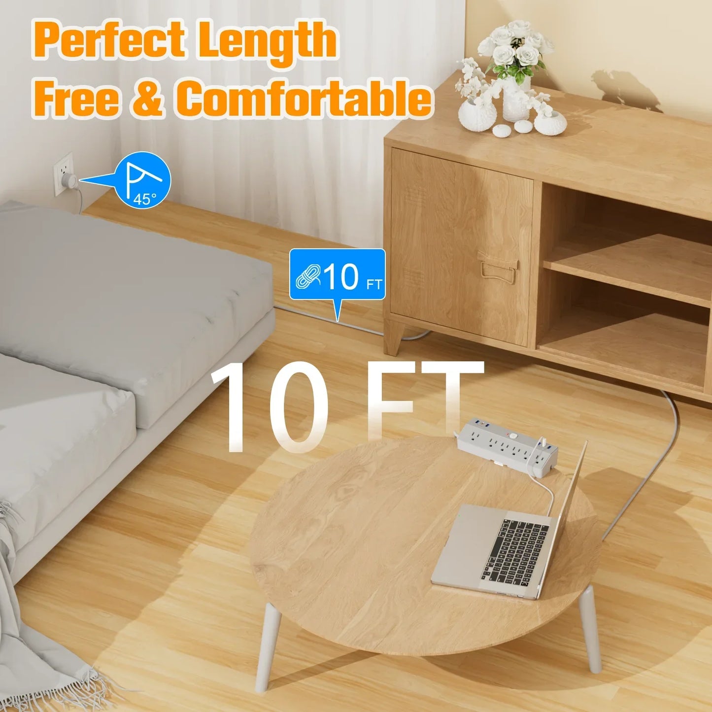 PASSUS Clamp Power Strip PD20W Fast Charging & 3m Extension Peaceful Pleasures Health and Wellness
