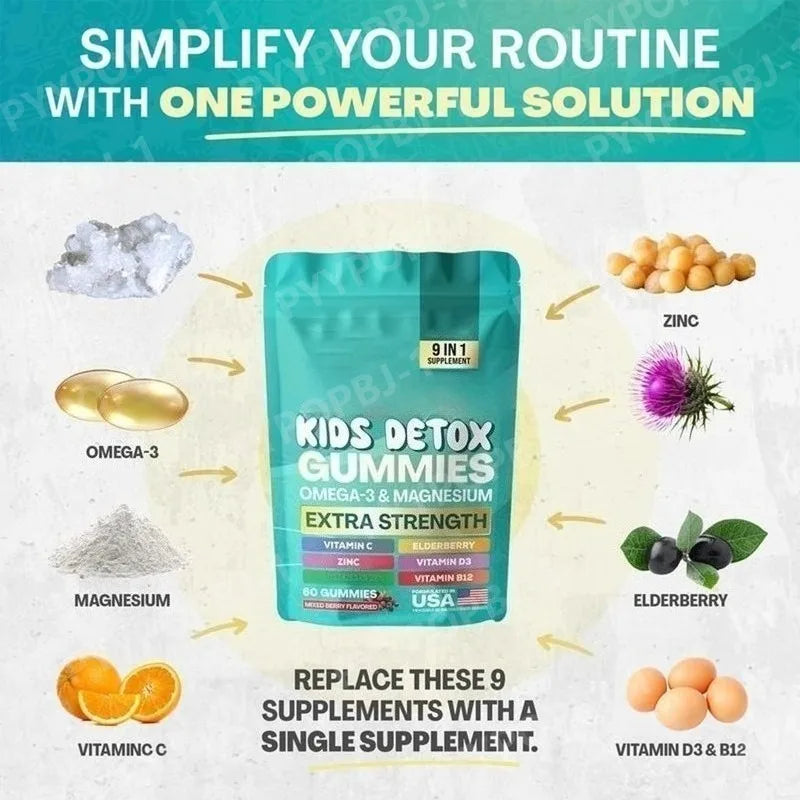 Kids Multivitamin Gummies – Vitamin C, D3, B12, Zinc & Omega-3