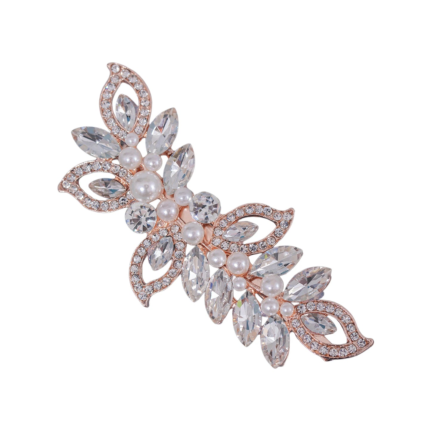 Bridal Rhinestone Pearl Hair Clip Alloy Comb Shaped Accessory With Crystal And Pearl Decoration For Wedding Dress Peaceful Pleasures Health and Wellness 3 Rose gold