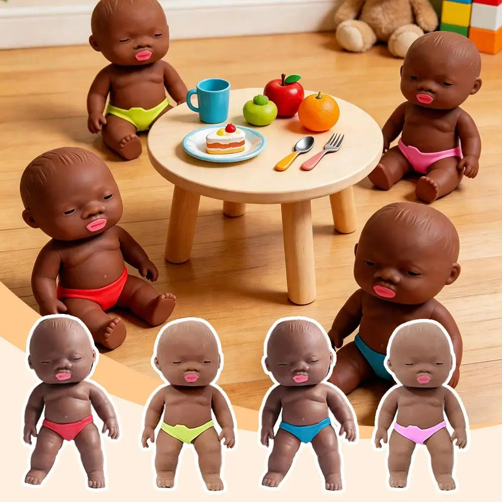 Black Baby Squeeze Toy | Soft TPR Sensory Fidget Doll Figure