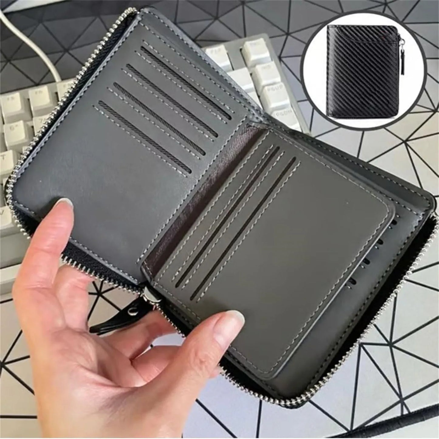 Men's RFID Bifold Wallet – Slim PU Leather Multi-Card Holder