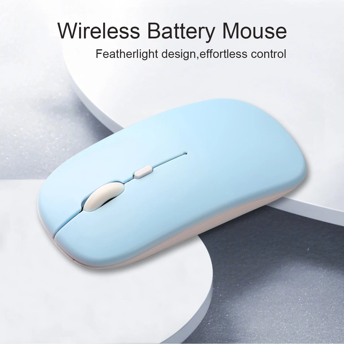 Wireless Bluetooth-compatible Mouse For iPad Samsung Huawei Android Windows Tablet Battery Mouse For Laptop Notebook Computer Peaceful Pleasures Health and Wellness Matte-Blue