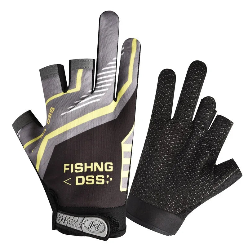 Fishing Flina Gloves for Men and Women Three Fingers Exposed Spring and Summer Breathable Thin Sports Anti-slip Gloves Peaceful Pleasures Health and Wellness Cool Black