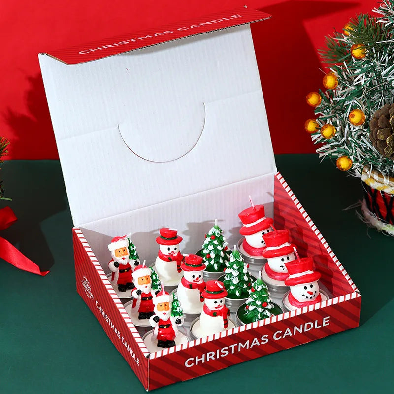 Christmas Mini Candle Set – 12 Festive Paraffin Wax Figures