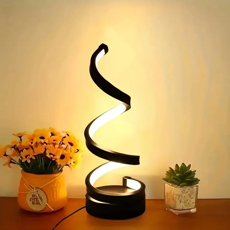 GGBEE Spiral USB LED Desk Lamp – 3 Color Dimmable Light