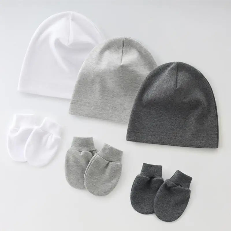 Newborn Baby Hat & Anti-Scratch Gloves Set | Soft Cotton