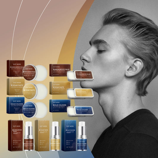 EAST MOON Men Sandalwood Solid Fragrance Balm | Long-Lasting Solid Fragrance Balm Peaceful Pleasures Health and Wellness