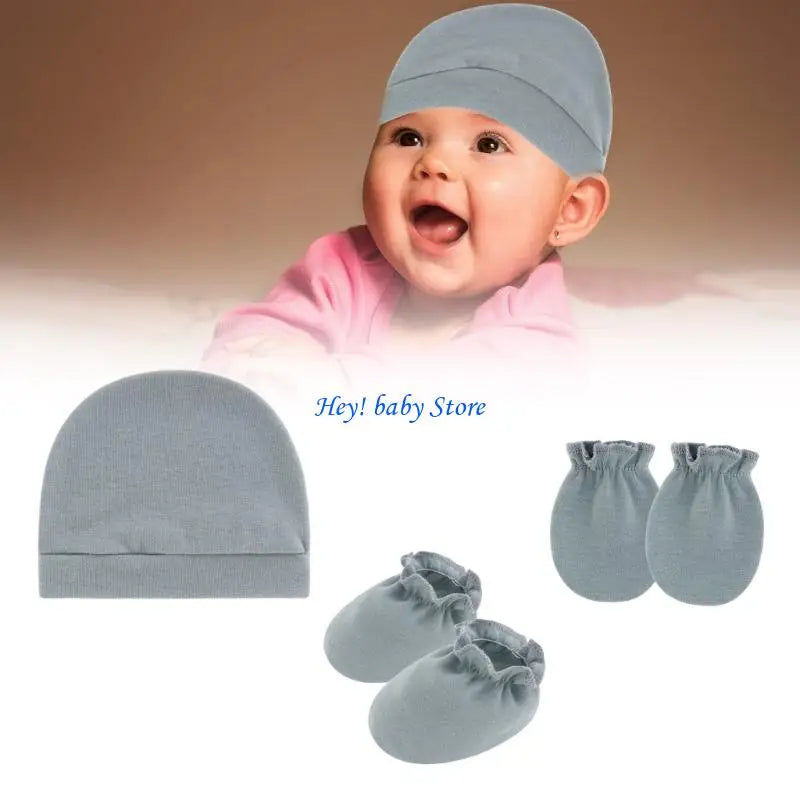 Baby Bonnet Hat Mittens & Booties 3-Piece Set | 0–6 Months